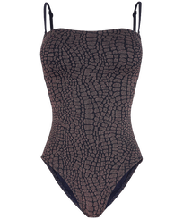 Schimmernder Modore Bustier-Badeanzug für Damen Marineblau Vorderansicht