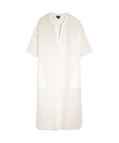 Vestido de playa de algodón con estampado Broderies Anglaises para mujer Off white vista frontal