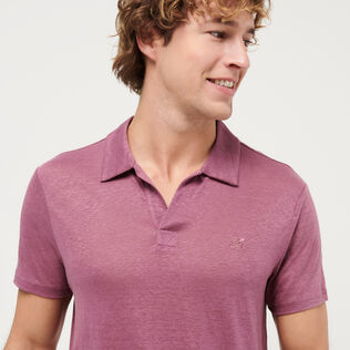Polo en Jersey de Lin homme uni Murasaki vue de détail 1