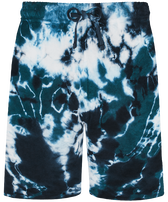 Rough Ocean Tie & Dye Bermudashorts aus Frottee für Herren Emerald Vorderansicht