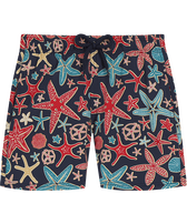 Pantaloncini mare bambino elasticizzati Holistarfish Blu marine vista frontale