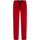 Pantalones de chándal de pana de líneas grandes de color liso para hombre Rojo vista frontal