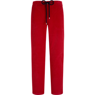 Pantalones de chándal de pana de líneas grandes de color liso para hombre Rojo vista frontal