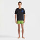 Men Cotton T-shirt Jacquard Turtle Black front worn view
