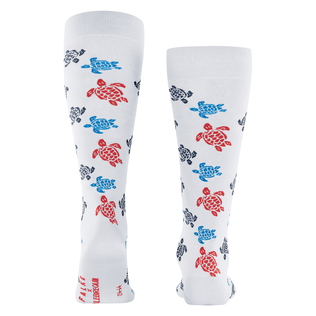 Men Knee-high Socks Rondes des Tortues Multicolores - Vilebrequin x Falke White back worn view