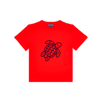 Camiseta de algodón orgánico con tortuga bordada para niño Amapola vista frontal