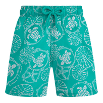 Boys Swim Trunks Oursins Bicolores Disco green front view