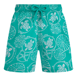 Boys Swim Trunks Oursins Bicolores Disco green front view