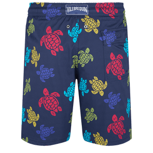 Bañador elástico largo con estampado Ronde des Tortues para hombre Azul marino vista trasera