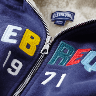 Boys Hooded Front Zip Sweatshirt Multicolor Vilebrequin Navy details view 1