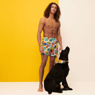 Men Swim Trunks Marguerites White details view 5