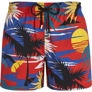 Men Stretch classic Printed - Men Stretch Swimwear Hawaiian - Vilebrequin x Palm Angels, Red front view