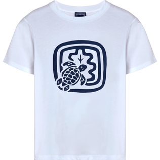 T-Shirt aus Bio-Baumwolle für Damen – Vilebrequin x Ines de la Fressange Weiss Vorderansicht