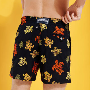 Men Embroidered Embroidered - Men Embroidered Swim Shorts Ronde Des Tortues - Limited Edition, Navy back worn view