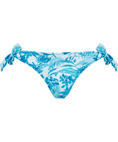 Braguita de bikini con tiras de atado lateral y estampado Tahiti Flowers para mujer Blanco vista frontal