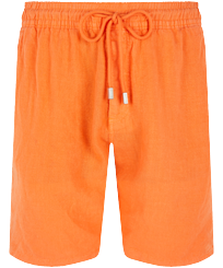 Bermudas tipo cargo en lino de color liso para hombre Guava vista frontal