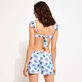 Shorty de bain femme ceinture plate Flash Flowers Purple blue vue portée de dos