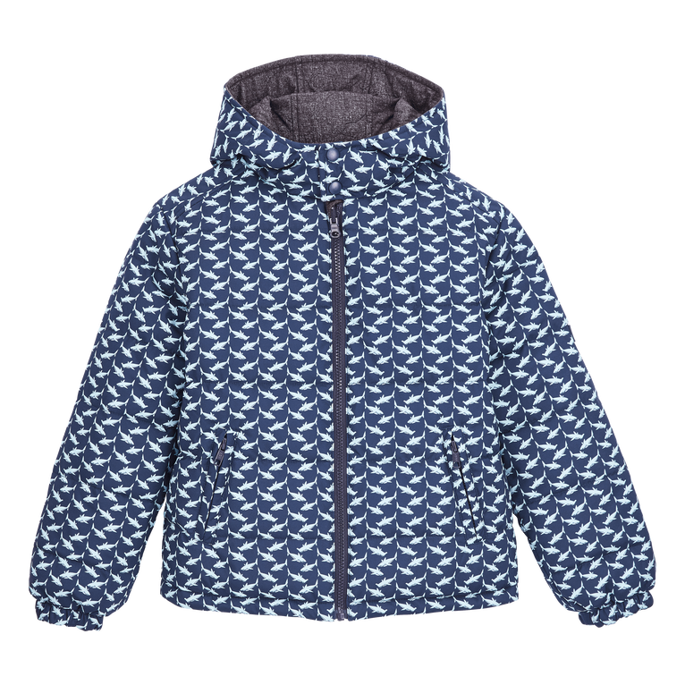 Boys Reversible Hooded Jacket Net Sharks - Grequin - Blue
