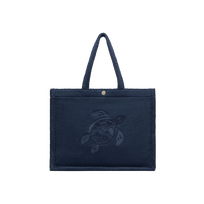 Women Terry Beach Bag Turtle Navy front view
