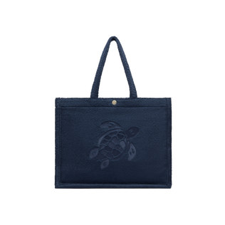 Women Terry Beach Bag Turtle Navy front view