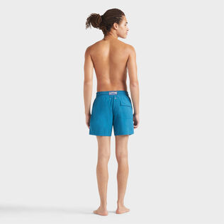 Men Swim Trunks Solid Peacock back worn view
