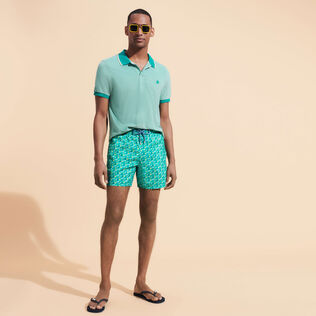 Men Swim Shorts Ultra-light and Packable Micro Ronde Des Tortues Rainbow Tropezian green details view 1