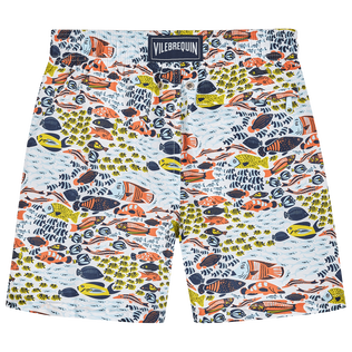 Bañador ultraligero y plegable con estampado Fish Family para niño Blanco vista trasera