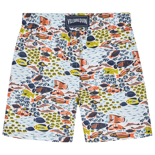 Boys Swim Shorts Ultra-light and Packable Fish Family Bianco vista posteriore