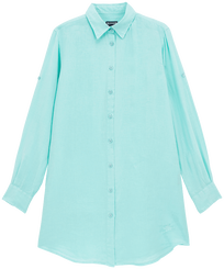 Robe chemise en Lin femme unie Lagon vue de face