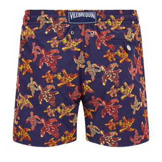 Men Swim Shorts Embroidered Water Colour Turtles - Limited Edition Sapphire back view