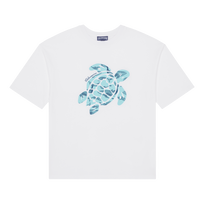 T-shirt large en coton garçon Tortue imprimée Whales Blanc vue de face