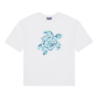T-shirt large en coton garçon Tortue imprimée Whales Blanc vue de face