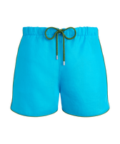 Bañador de lino de color liso para hombre Blue topaz vista frontal