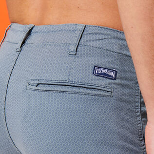 Men Cotton Bermuda Shorts Micro Flower Grey metal details view 2