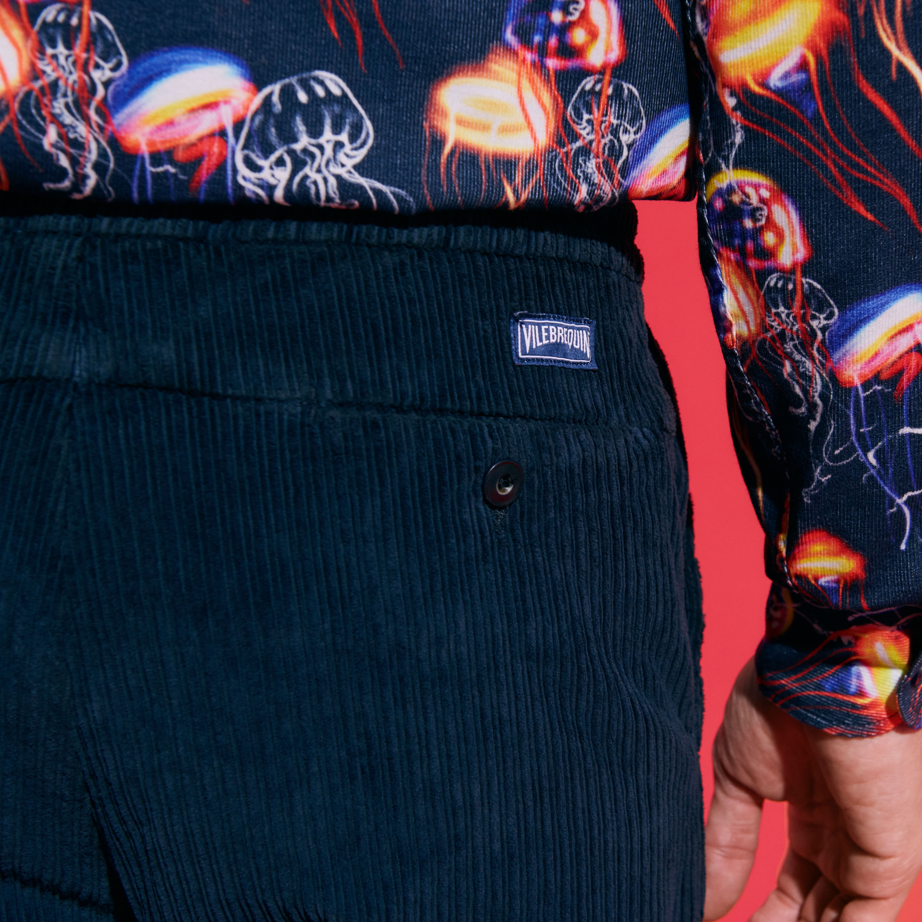 Men Velvet Elastic Waist Pants Vilebrequin