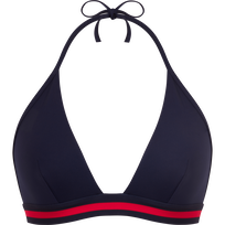 Women Halter Bikini Top Solid - Vilebrequin x Ines de la Fressange Navy front view