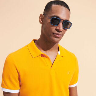 White Tulipwood Women and Men Sunglasses - VBQ x Shelter Navy back worn view