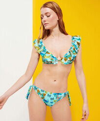 Women Bikini Bottom Mini Brief to be tied Butterflies Lagoon front worn view