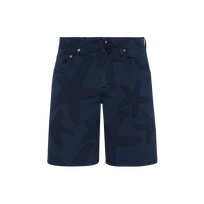 Men Bermuda Shorts Starfish Darkening Printed Gabardine Navy front view