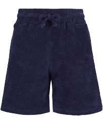 Boys Terry Bermuda Solid Navy front view