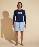 Camiseta de baño con protección solar para hombre - Vilebrequin x Highsnobiety Press blue vista frontal desgastada