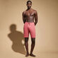 Unisex Linen Jersey Bermuda Shorts Solid China red vista frontale indossata