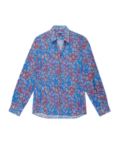 Camisa ligera en gasa de algodón con estampado Carapaces Multicolores unisex Mar azul vista frontal