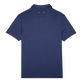 Einfarbiges Polohemd aus Tencel für Herren Marineblau Rückansicht