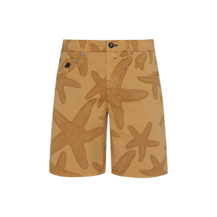 Men Bermuda Shorts Starfish Darkening Printed Gabardine Mocha front view