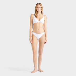Top bikini donna con ferretto Broderie Anglaise Bianco vista frontale indossata