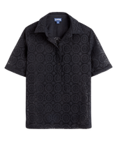 Women Cotton Polo Broderies Anglaises Black front view