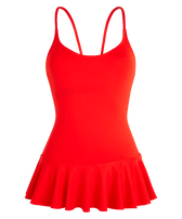 Bañador de una sola pieza con falda integrada de color liso para mujer Amapola vista frontal