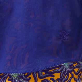 Camicia unisex leggera in voile di cotone tinta unita Purple blue dettagli vista 3