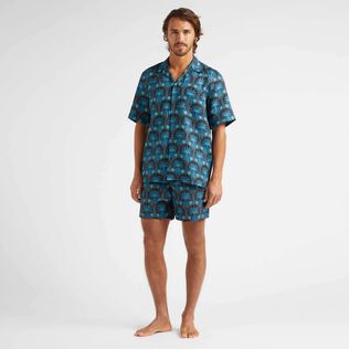 Camisa de bolos de lino para hombre - Vilebrequin x Abu Dhabi Goa vista frontal desgastada